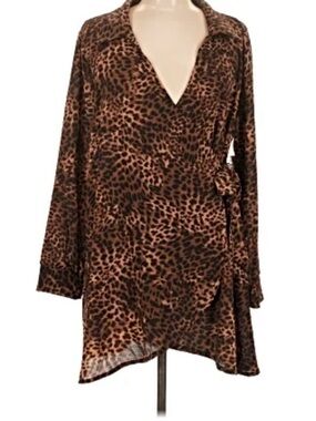 Swim coverup time and Tru Brown and Black Leopard Wrap beach dress